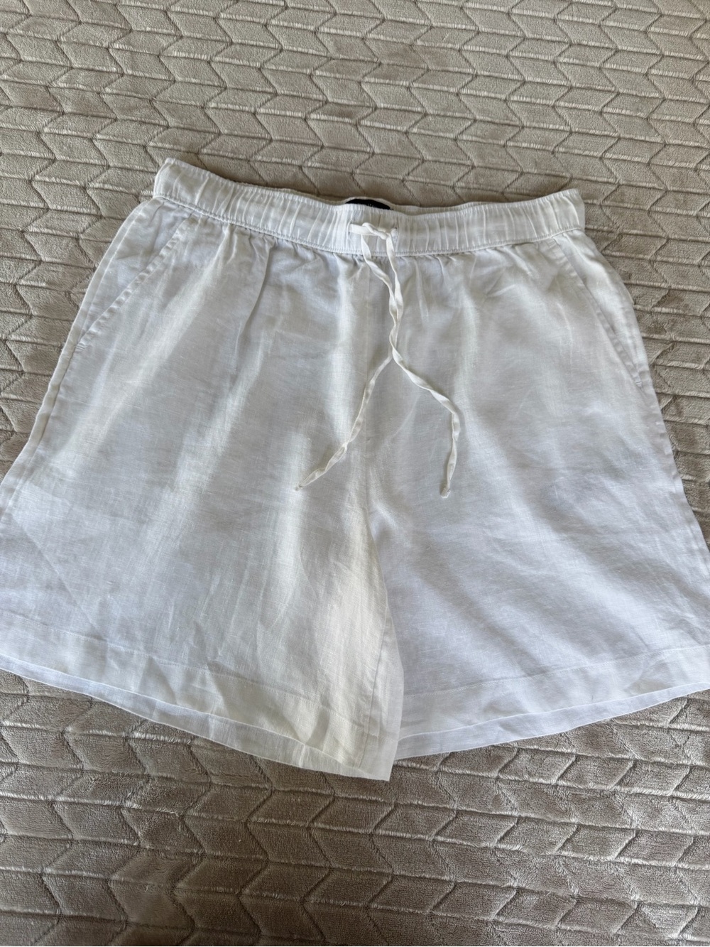 Tahari White Linen Drawstring Shorts Coastal Beachy Medium